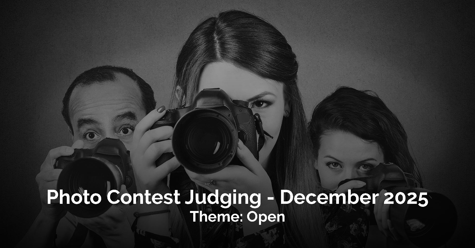 Group of photographers with professional cameras