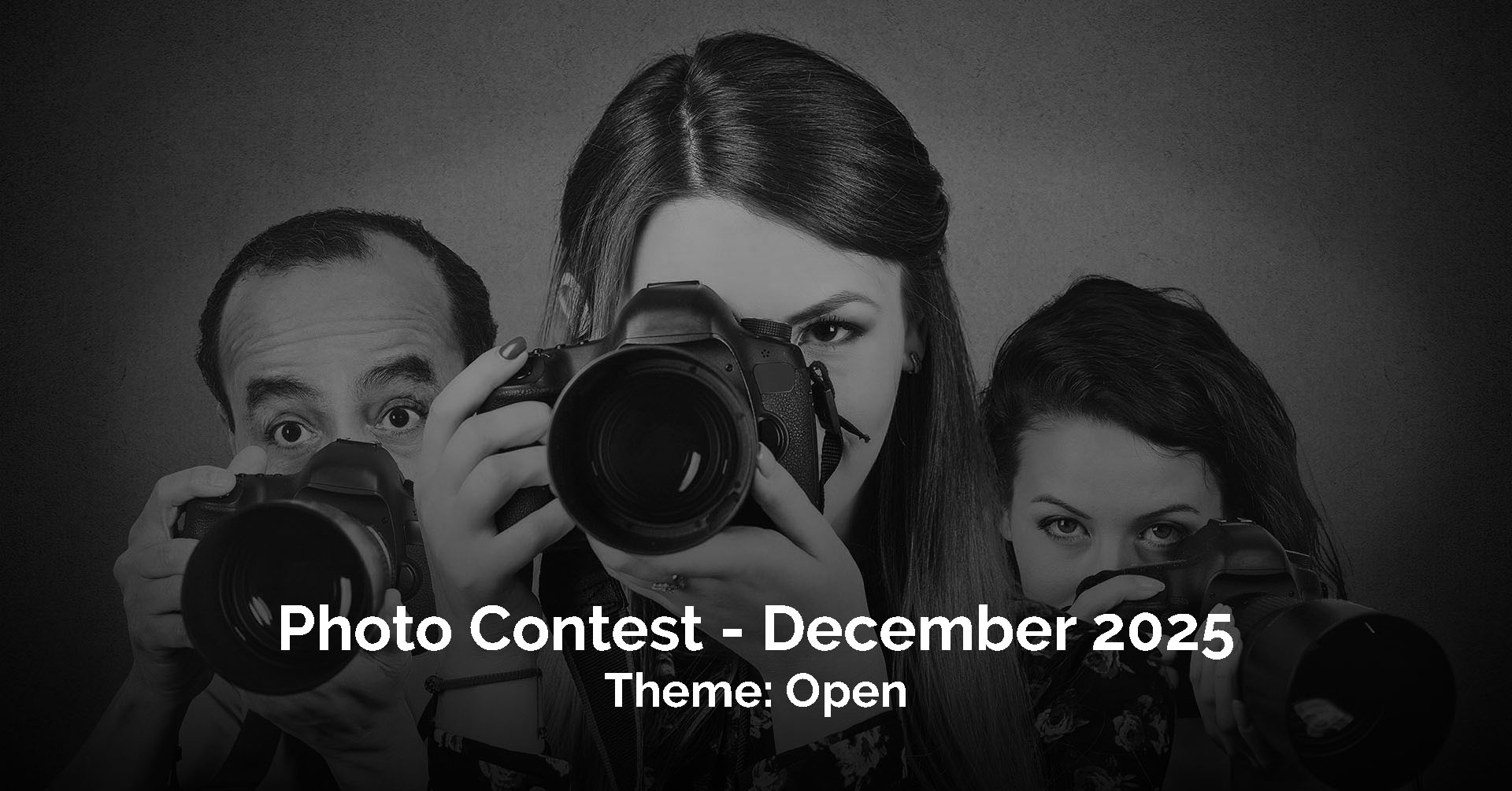 Group of photographers with professional cameras