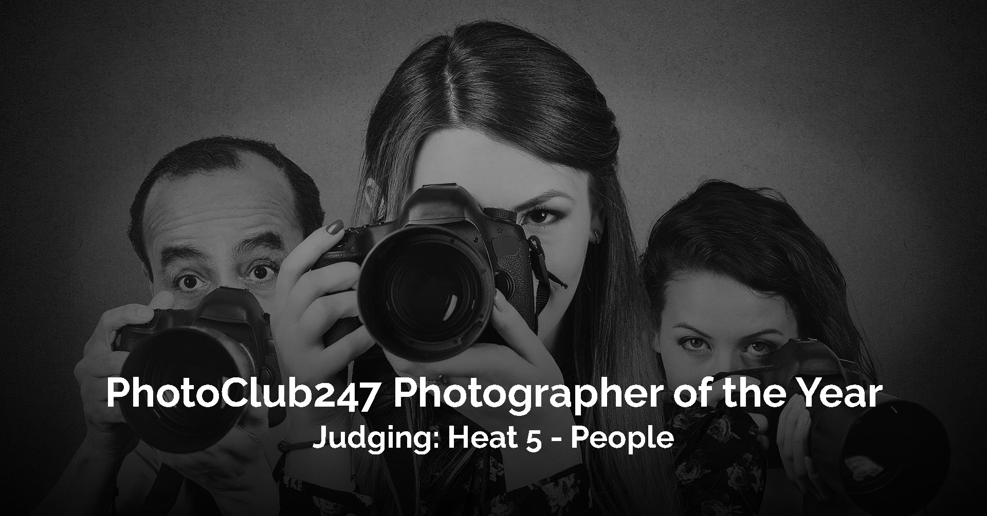 Group of photographers with professional cameras