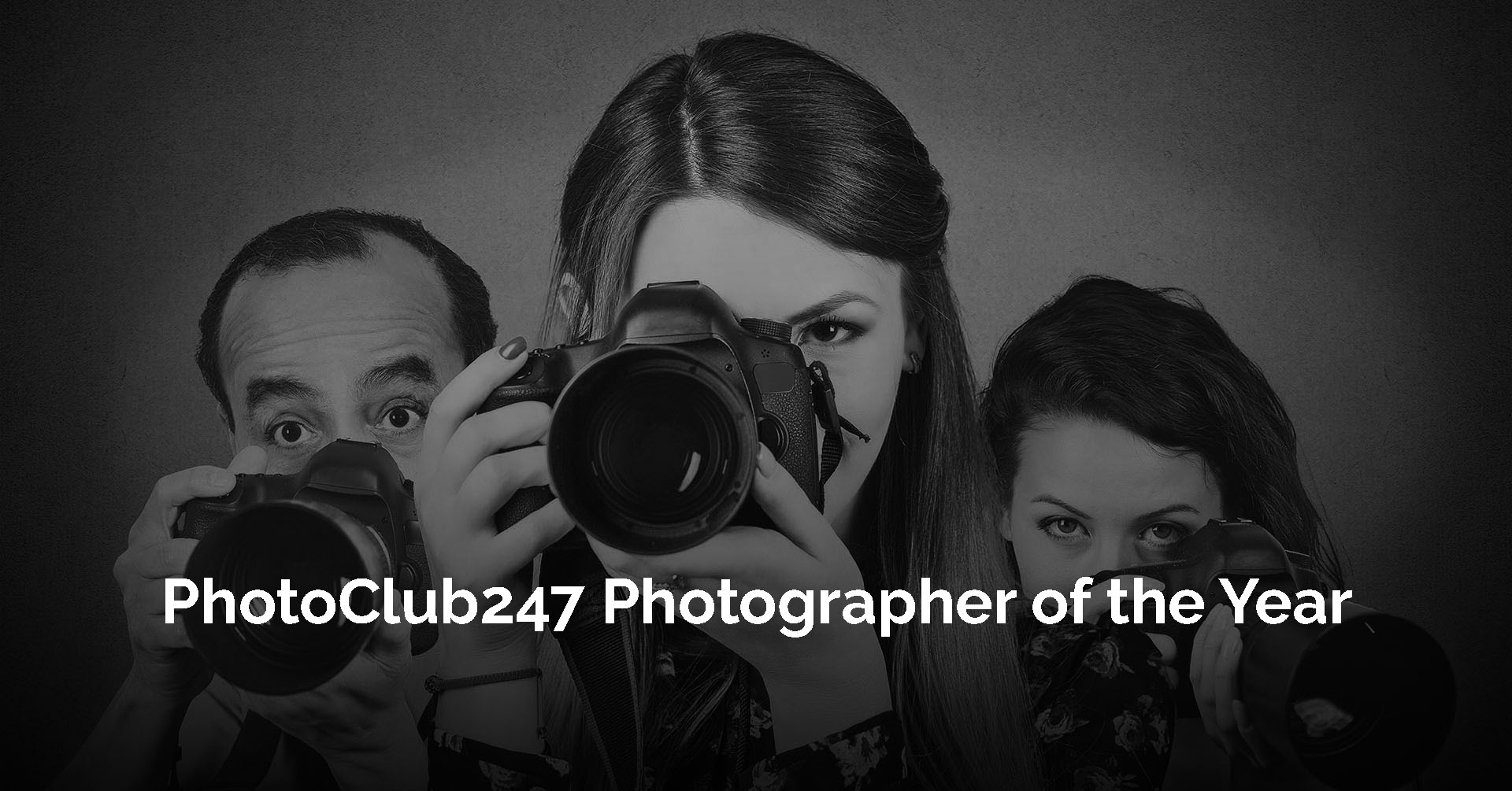 Group of photographers with professional cameras